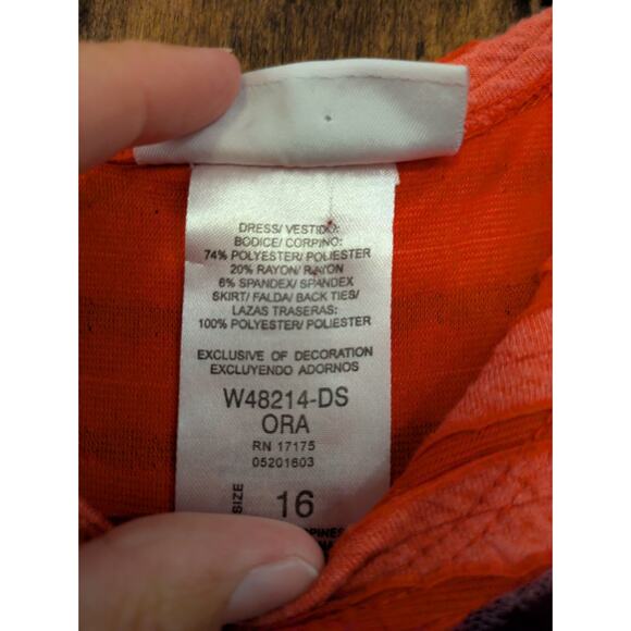 Bonnie Jean Big girls size 16 red floral striped boho short sleeve dress GUC - Picture 7 of 9